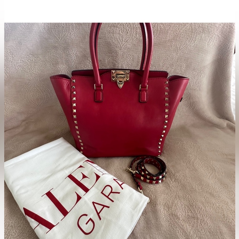 Valentino ❤️Garvani Red Studded 2-Way Bag with Shoulder Strap❤️